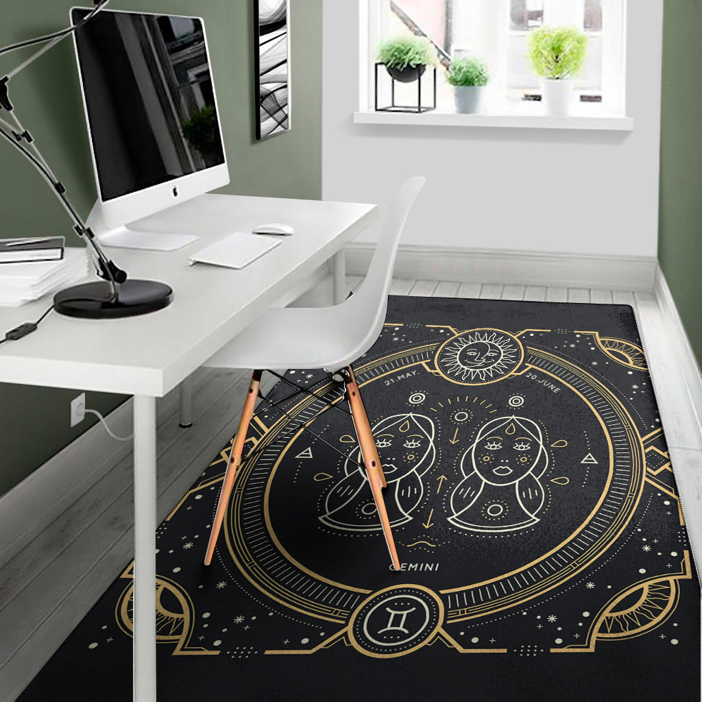 Vintage Gemini Zodiac Sign Print Area Rug