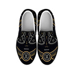 Vintage Gemini Zodiac Sign Print Black Slip On Shoes