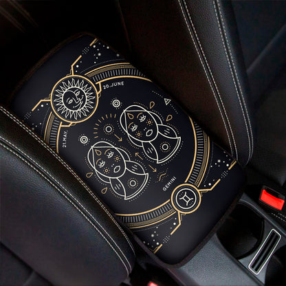 Vintage Gemini Zodiac Sign Print Car Center Console Cover
