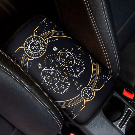 Vintage Gemini Zodiac Sign Print Car Center Console Cover