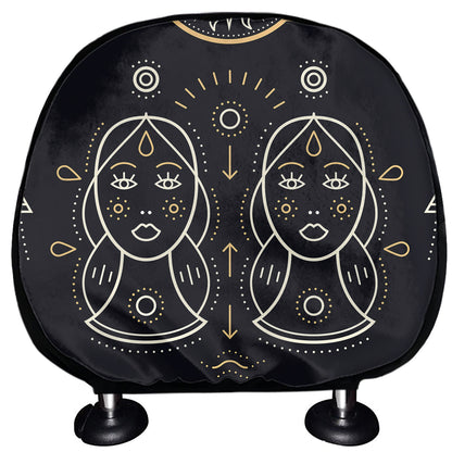 Vintage Gemini Zodiac Sign Print Car Headrest Covers