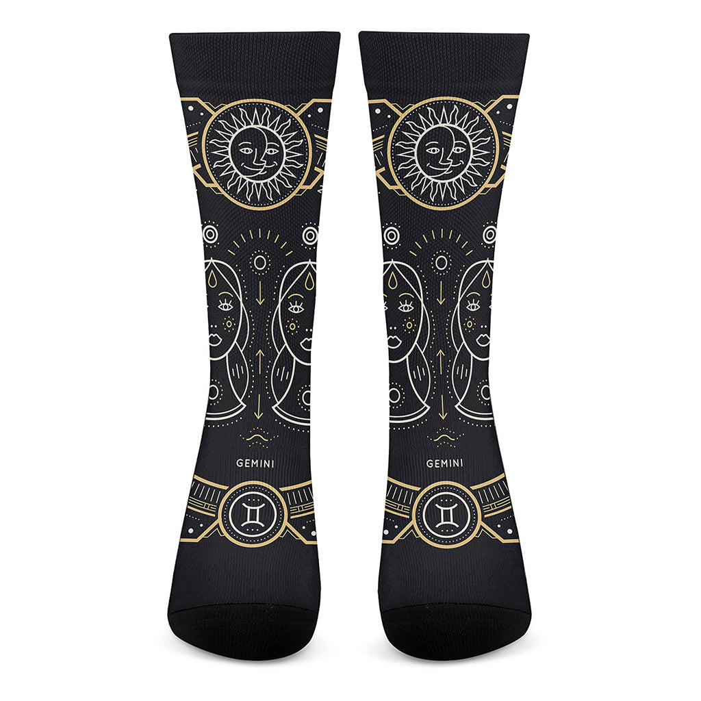 Vintage Gemini Zodiac Sign Print Crew Socks