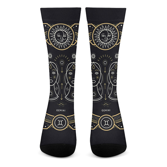 Vintage Gemini Zodiac Sign Print Crew Socks
