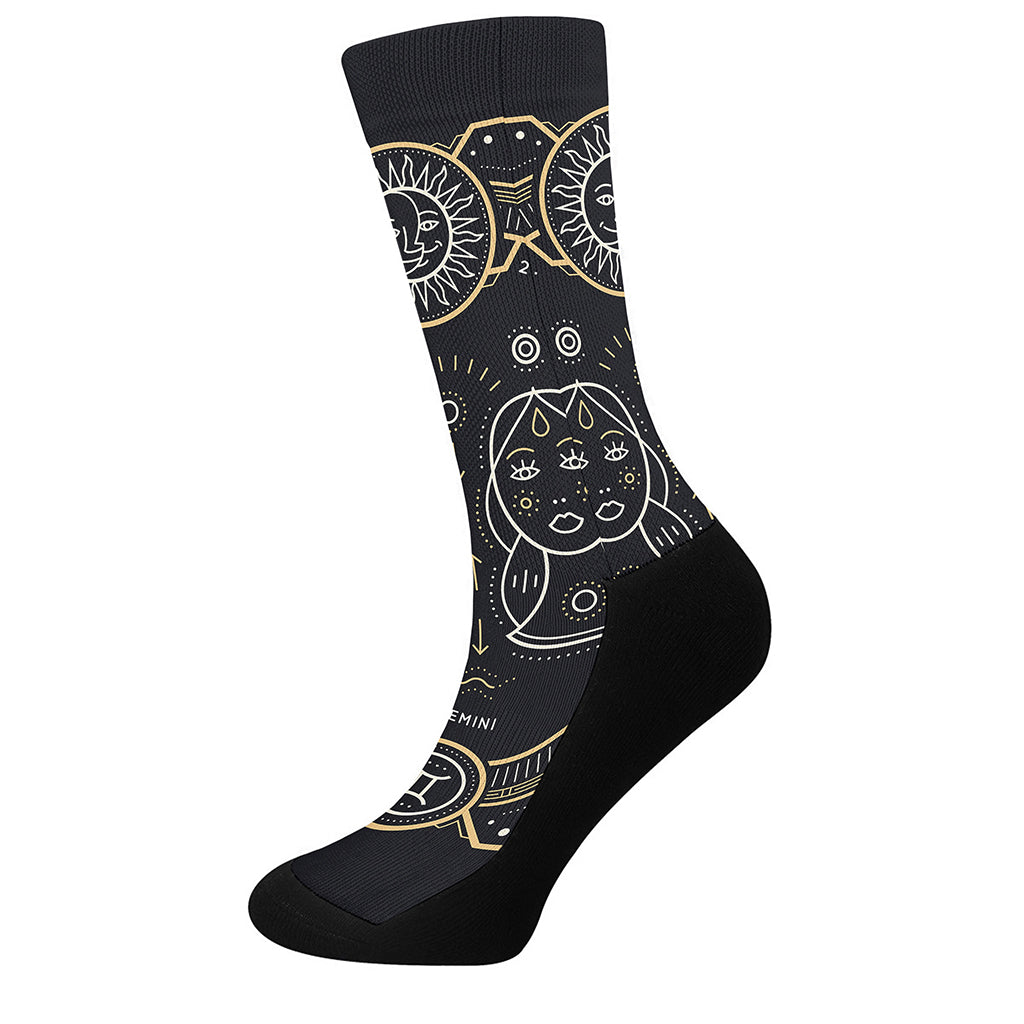 Vintage Gemini Zodiac Sign Print Crew Socks