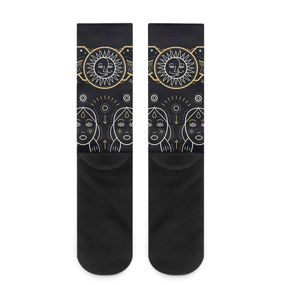 Vintage Gemini Zodiac Sign Print Crew Socks