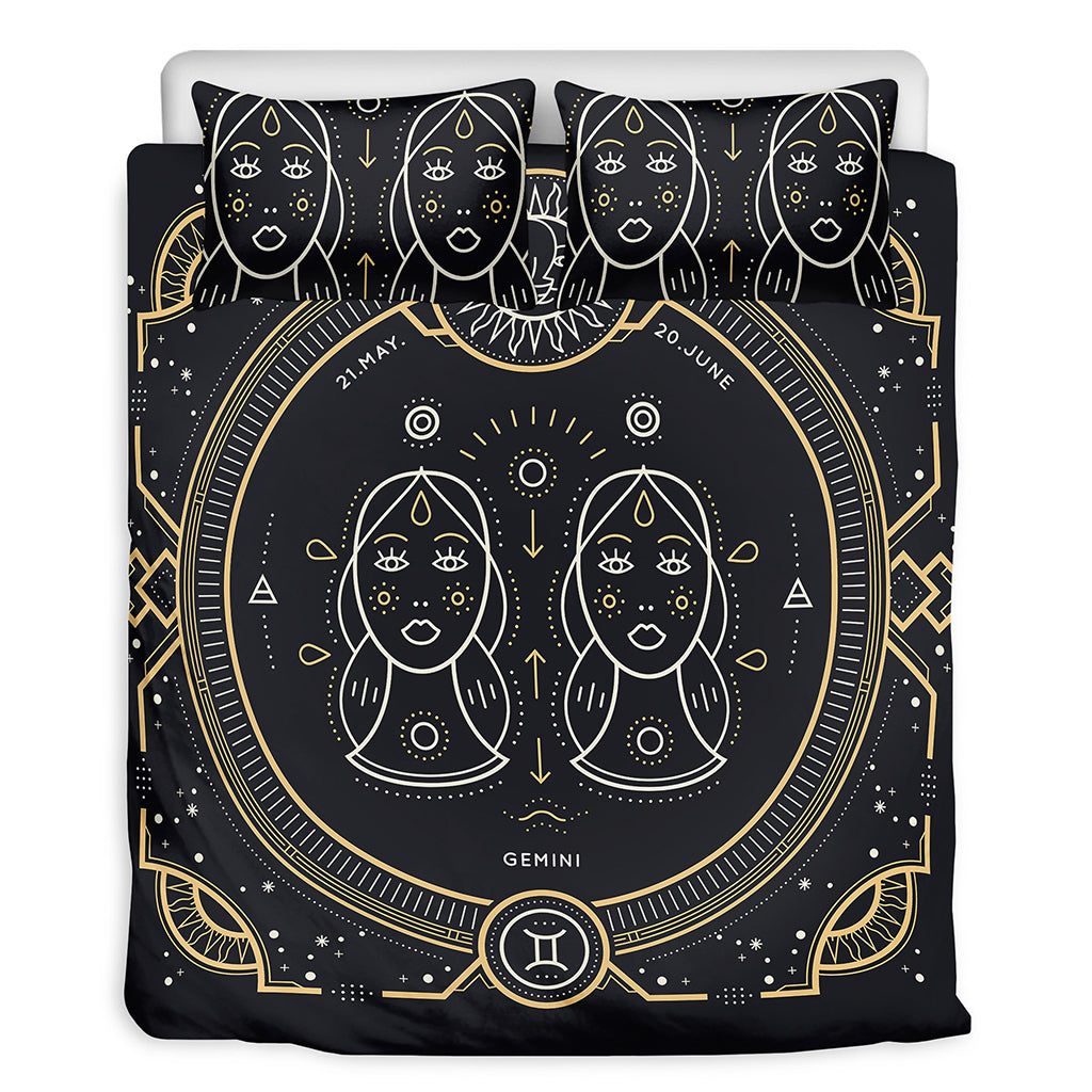 Vintage Gemini Zodiac Sign Print Duvet Cover Bedding Set