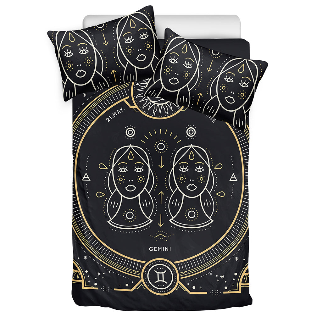 Vintage Gemini Zodiac Sign Print Duvet Cover Bedding Set