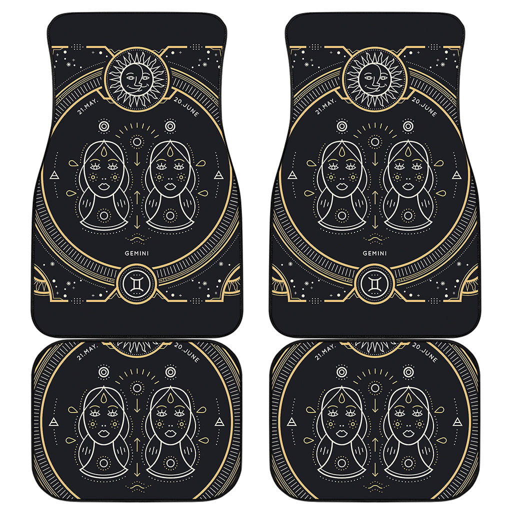 Vintage Gemini Zodiac Sign Print Front and Back Car Floor Mats