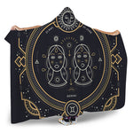Vintage Gemini Zodiac Sign Print Hooded Blanket