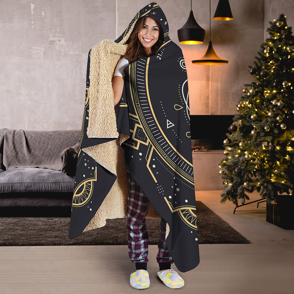 Vintage Gemini Zodiac Sign Print Hooded Blanket