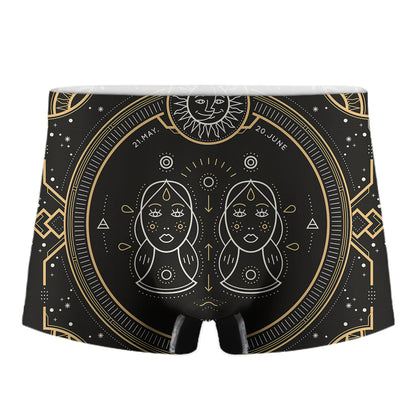 Vintage Gemini Zodiac Sign Print Men's Boxer Briefs