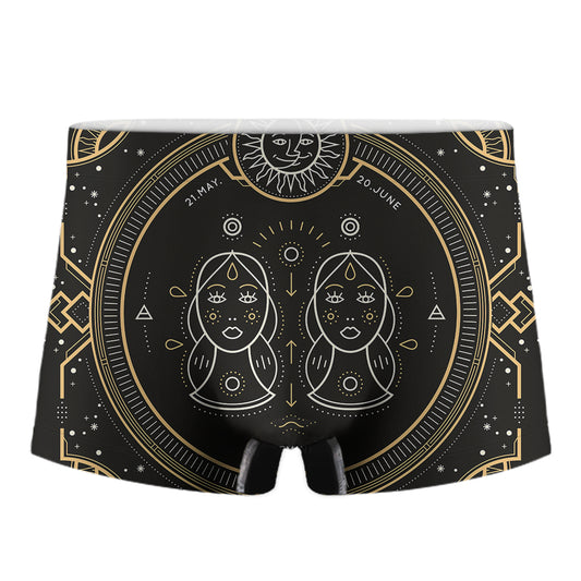 Vintage Gemini Zodiac Sign Print Men's Boxer Briefs