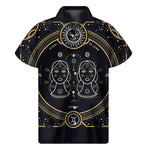 Vintage Gemini Zodiac Sign Print Men's Short Sleeve Shirt