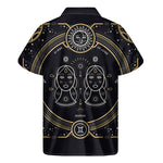 Vintage Gemini Zodiac Sign Print Men's Short Sleeve Shirt