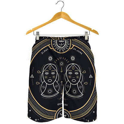 Vintage Gemini Zodiac Sign Print Men's Shorts