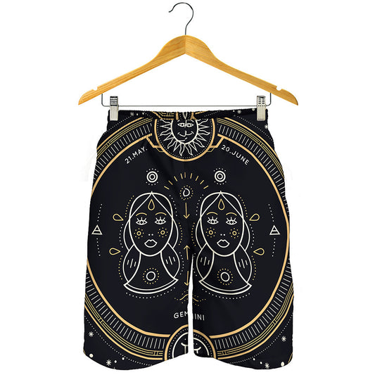 Vintage Gemini Zodiac Sign Print Men's Shorts