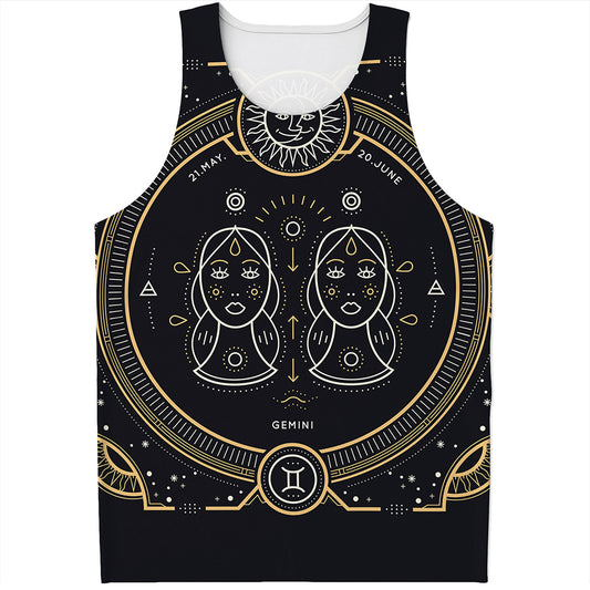 Vintage Gemini Zodiac Sign Print Men's Tank Top