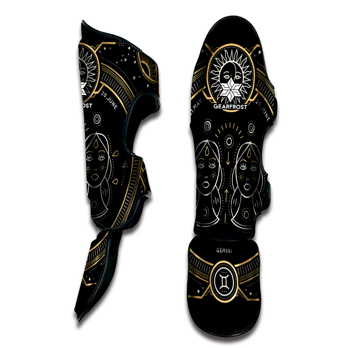 Vintage Gemini Zodiac Sign Print Muay Thai Shin Guard