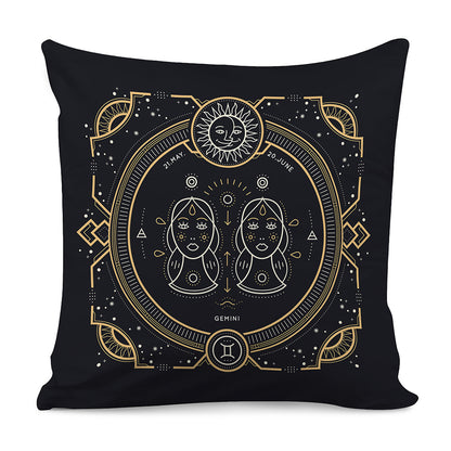 Vintage Gemini Zodiac Sign Print Pillow Cover