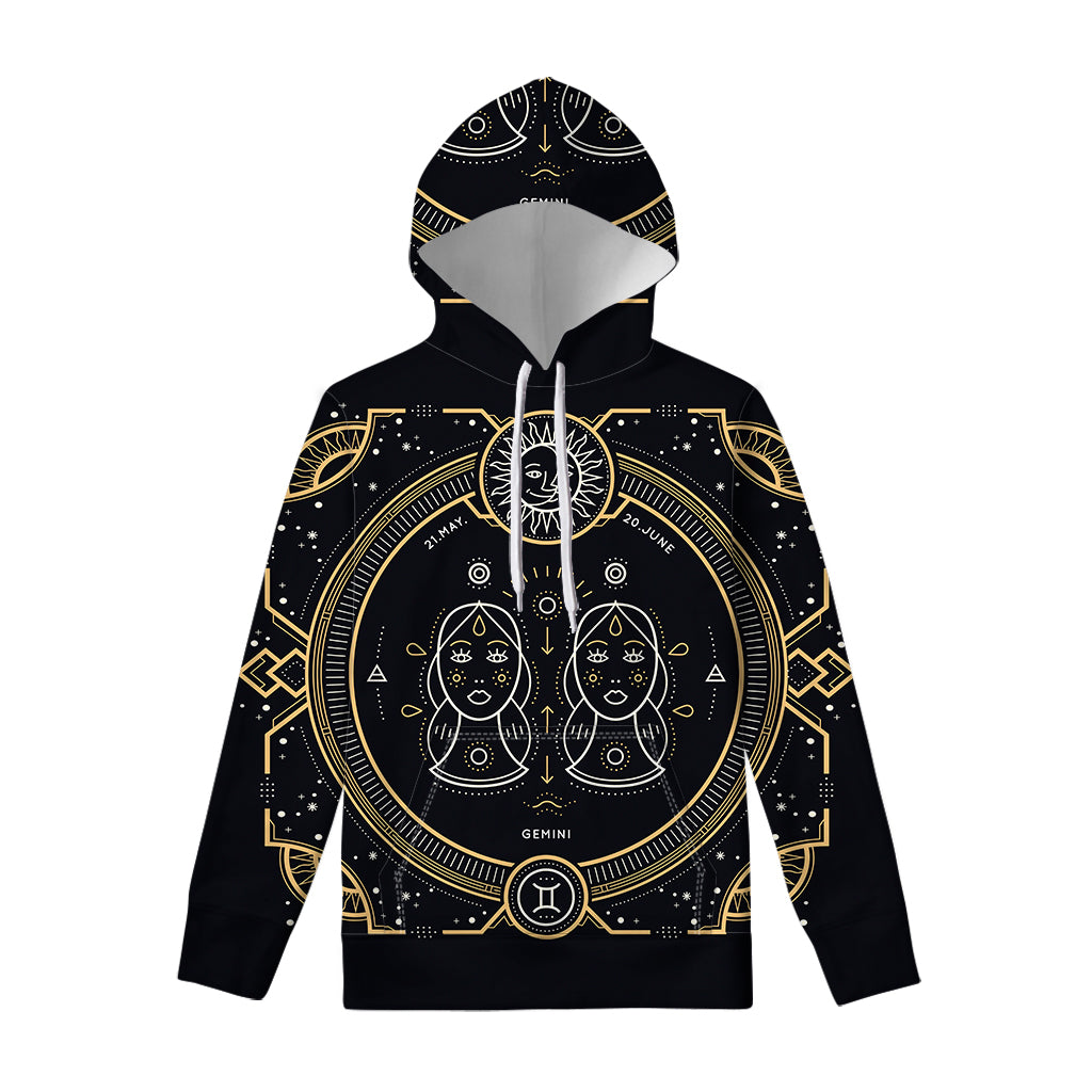 Vintage Gemini Zodiac Sign Print Pullover Hoodie