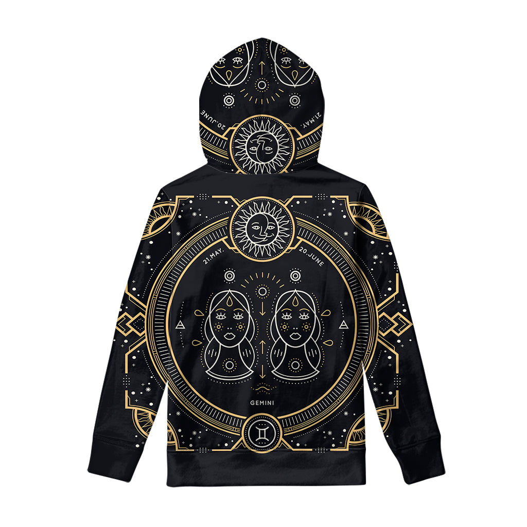 Vintage Gemini Zodiac Sign Print Pullover Hoodie