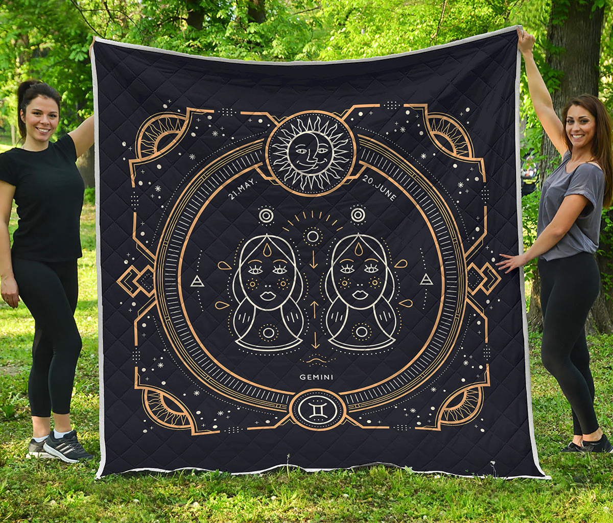 Vintage Gemini Zodiac Sign Print Quilt
