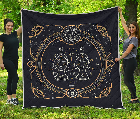 Vintage Gemini Zodiac Sign Print Quilt