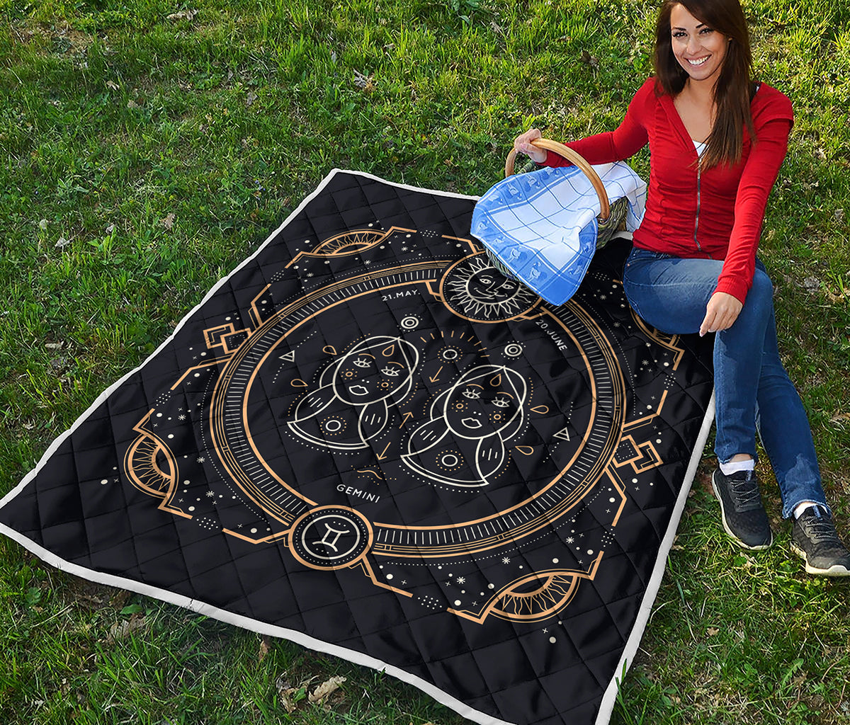 Vintage Gemini Zodiac Sign Print Quilt