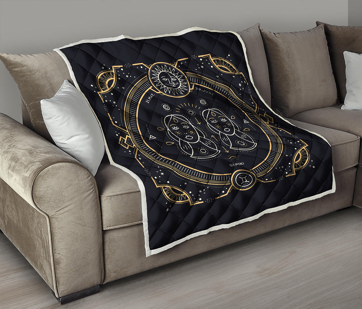 Vintage Gemini Zodiac Sign Print Quilt