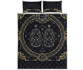 Vintage Gemini Zodiac Sign Print Quilt Bed Set