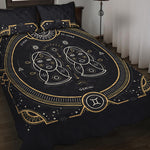 Vintage Gemini Zodiac Sign Print Quilt Bed Set