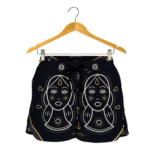 Vintage Gemini Zodiac Sign Print Women's Shorts