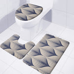 Vintage Geometric Leaf Pattern Print 3 Piece Bath Mat Set