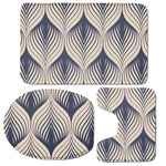 Vintage Geometric Leaf Pattern Print 3 Piece Bath Mat Set