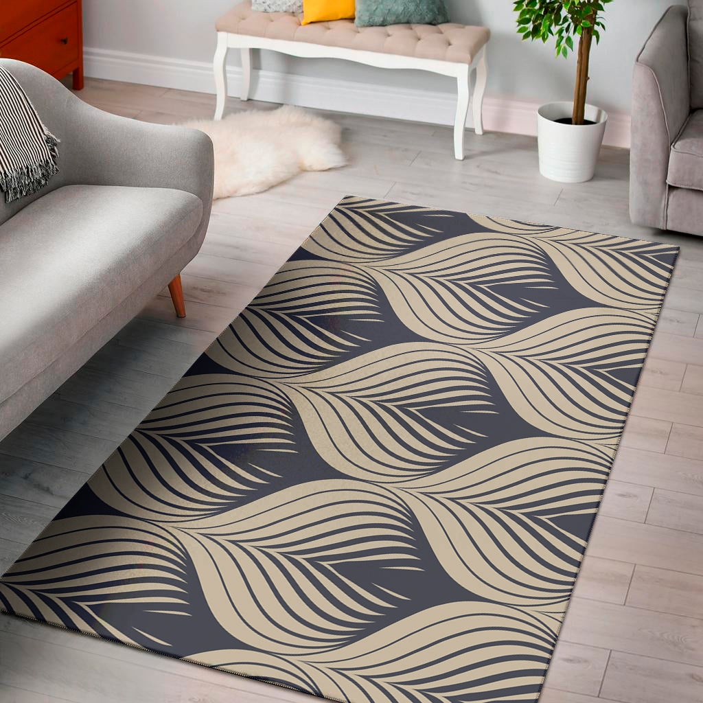 Vintage Geometric Leaf Pattern Print Area Rug