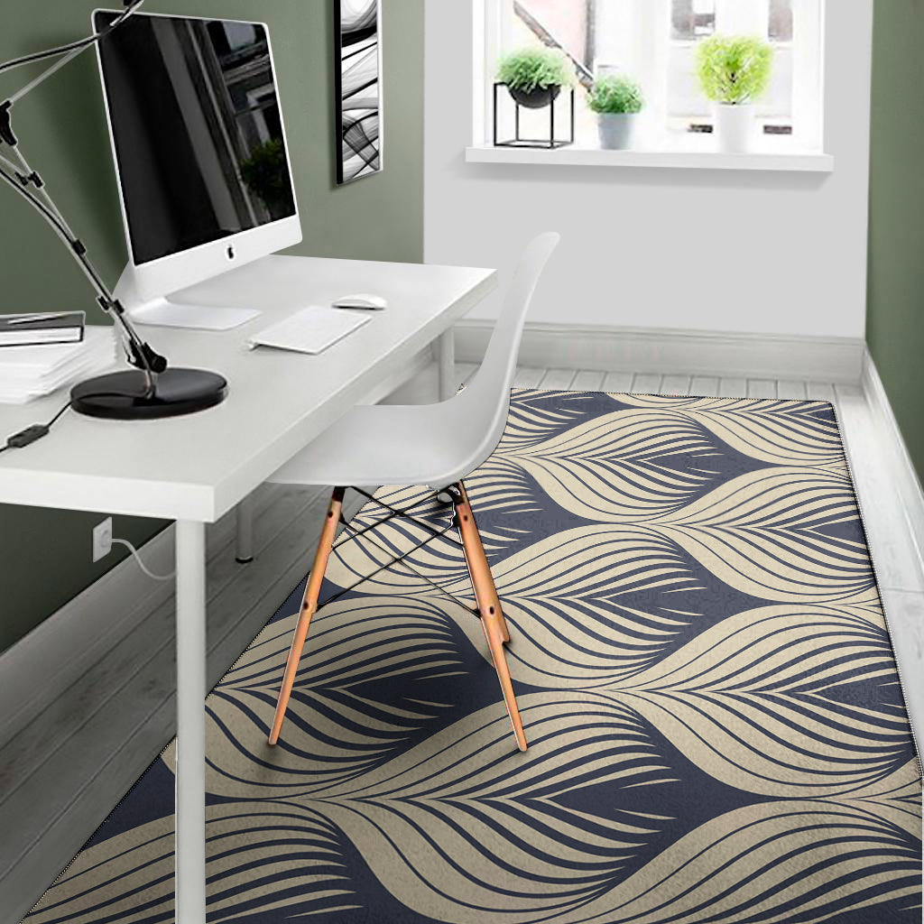 Vintage Geometric Leaf Pattern Print Area Rug