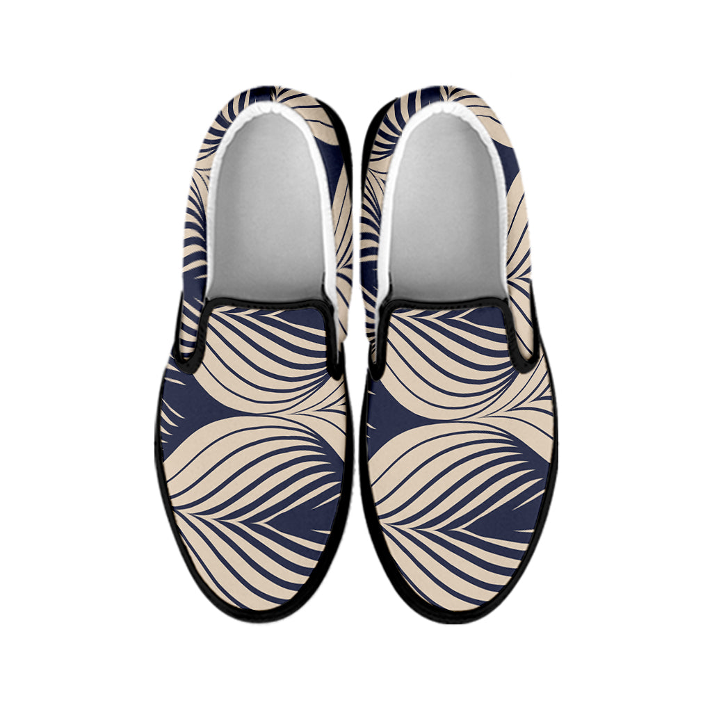 Vintage Geometric Leaf Pattern Print Black Slip On Shoes
