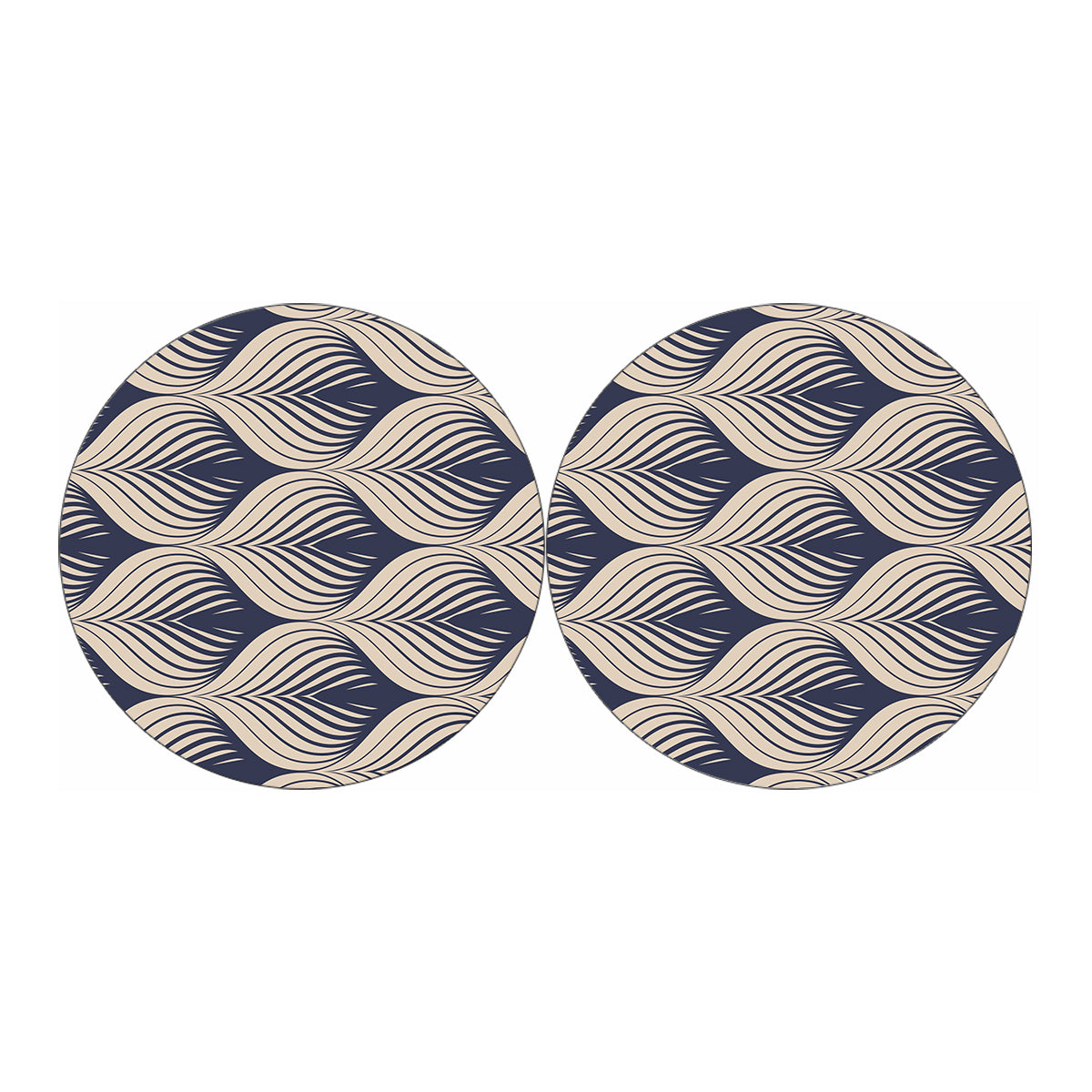 Vintage Geometric Leaf Pattern Print Car Coasters