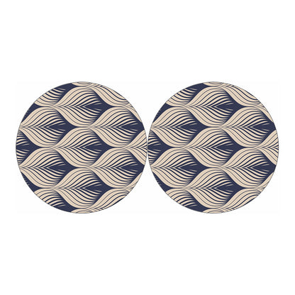 Vintage Geometric Leaf Pattern Print Car Coasters