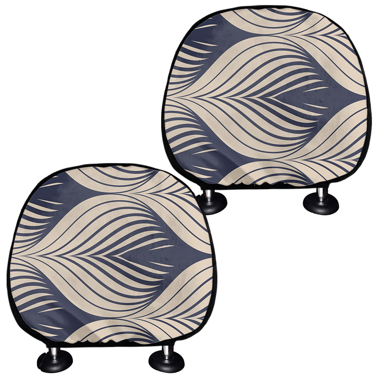 Vintage Geometric Leaf Pattern Print Car Headrest Covers