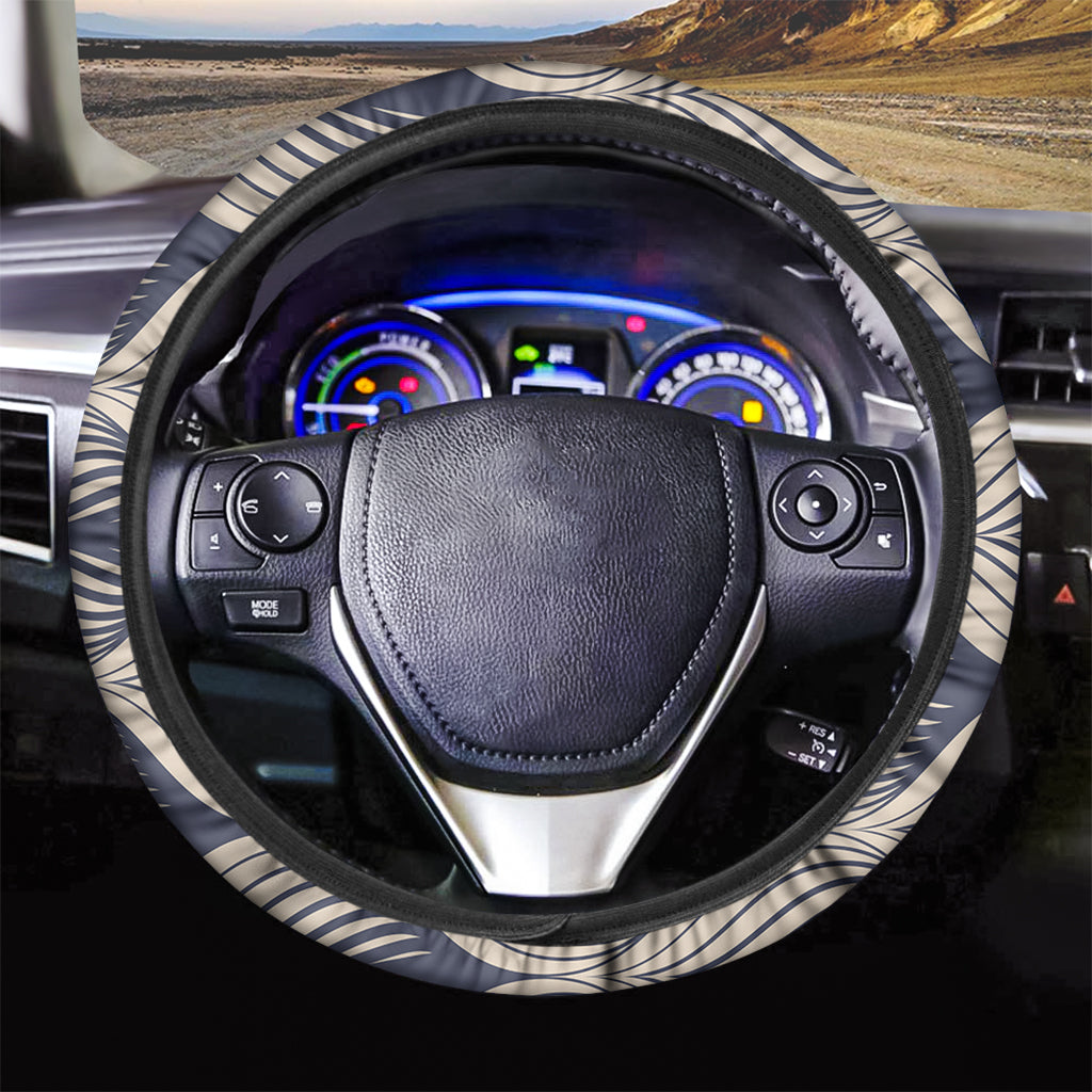 Vintage Geometric Leaf Pattern Print Car Steering Wheel Cover