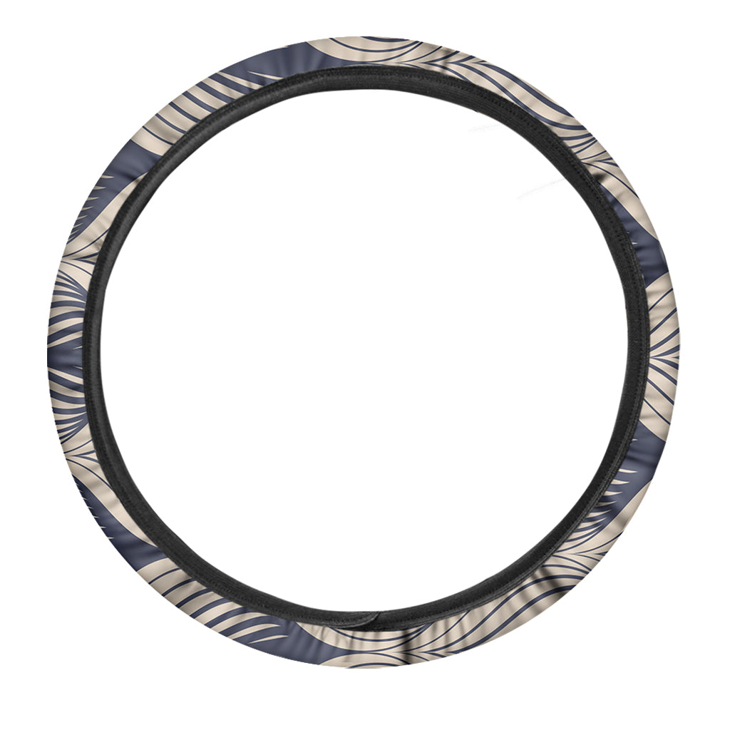 Vintage Geometric Leaf Pattern Print Car Steering Wheel Cover