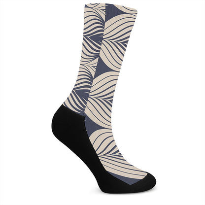 Vintage Geometric Leaf Pattern Print Crew Socks