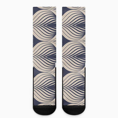Vintage Geometric Leaf Pattern Print Crew Socks
