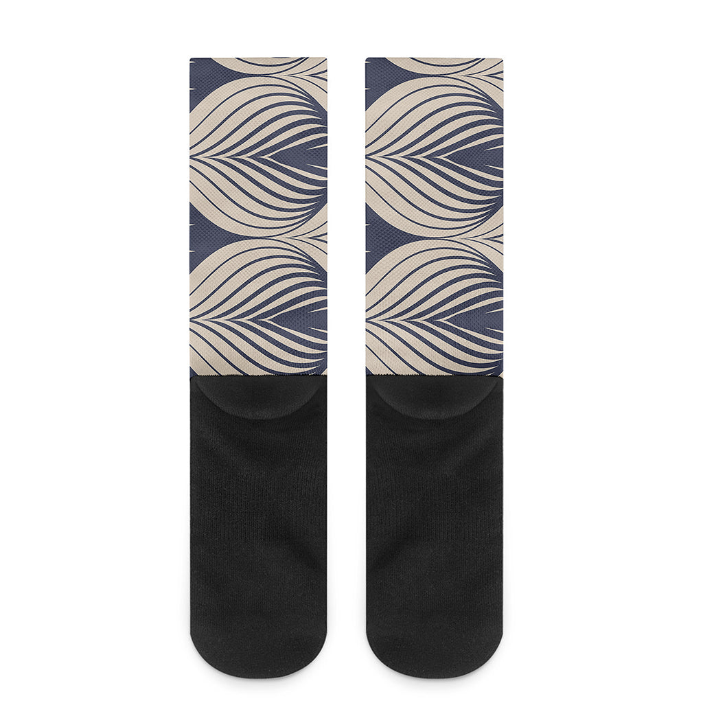 Vintage Geometric Leaf Pattern Print Crew Socks