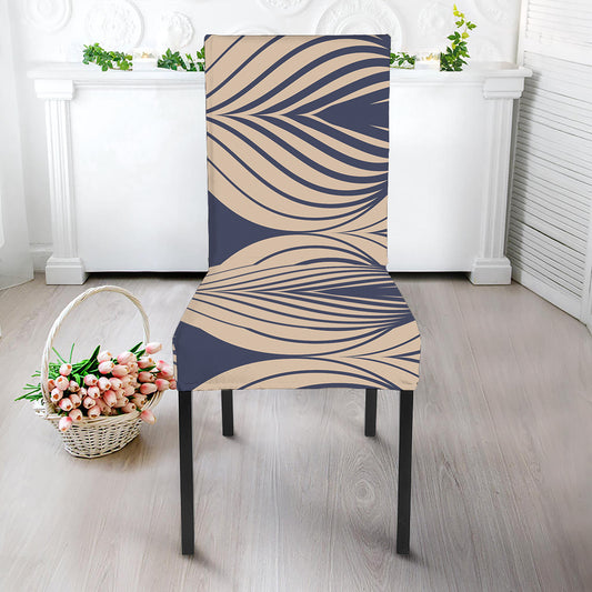 Vintage Geometric Leaf Pattern Print Dining Chair Slipcover