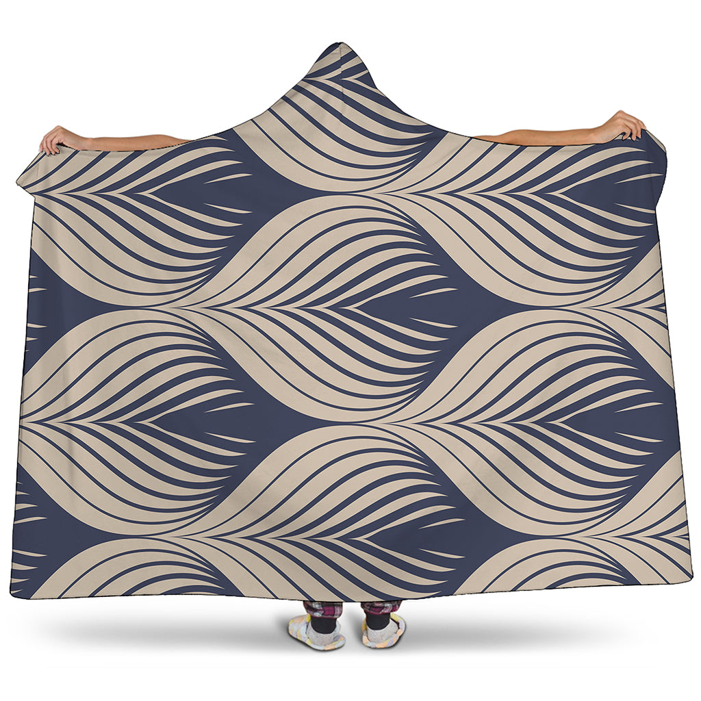 Vintage Geometric Leaf Pattern Print Hooded Blanket