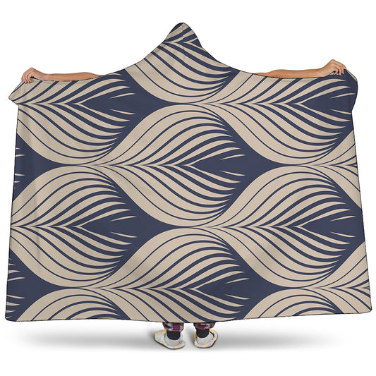 Vintage Geometric Leaf Pattern Print Hooded Blanket