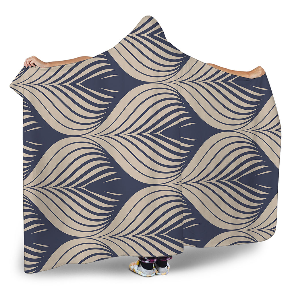Vintage Geometric Leaf Pattern Print Hooded Blanket