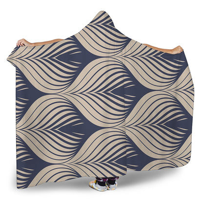 Vintage Geometric Leaf Pattern Print Hooded Blanket